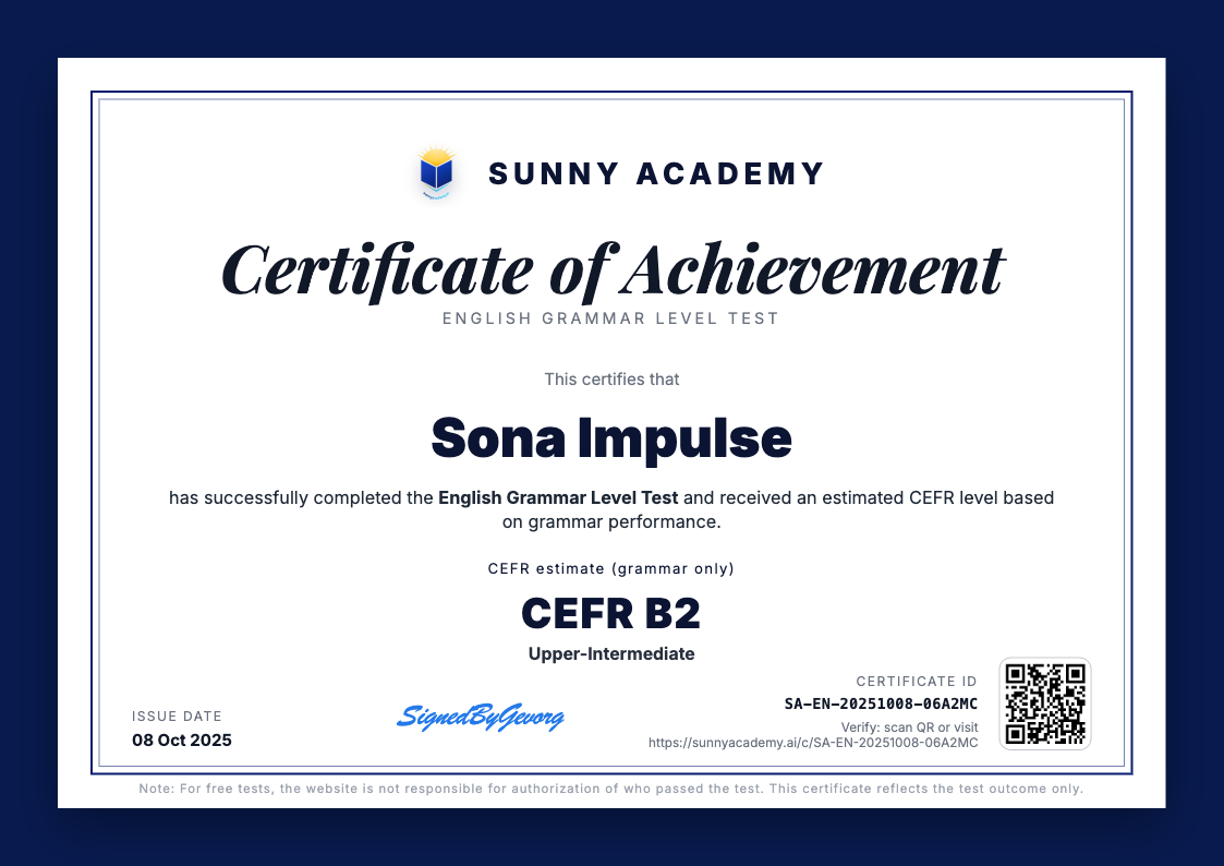 Тест по английской грамматике